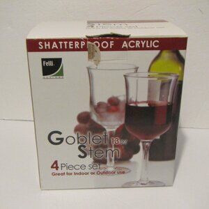 Wine Goblets 4-piece set 13oz Acrylic Clear Shatterproof for Outdoor Beach